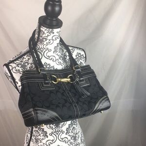 Coach Hampton Signature Jacquard Satchel
